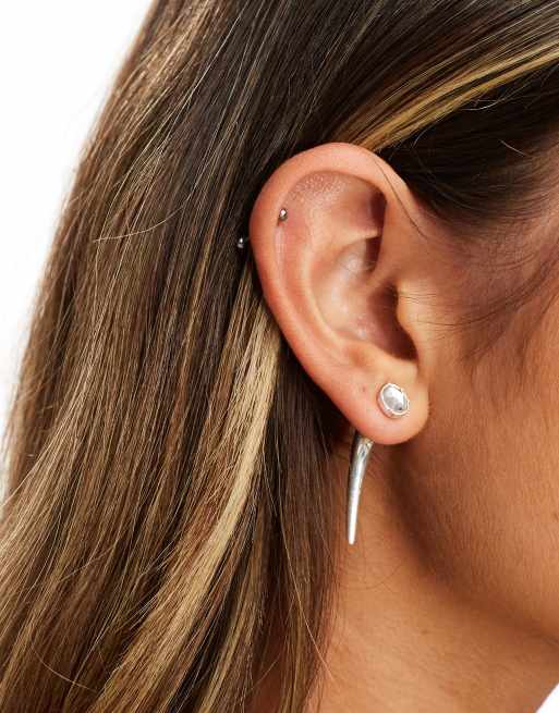 Pendientes plateados con detalle de gemas de Weekday