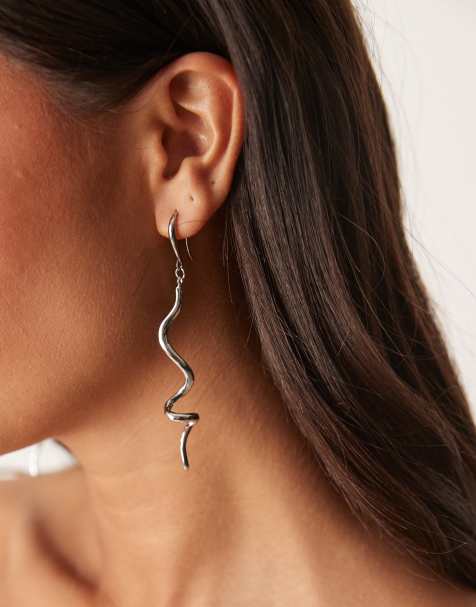 Pendientes plateados con diseño colgante de garabato de ASOS DESIGN - view 1