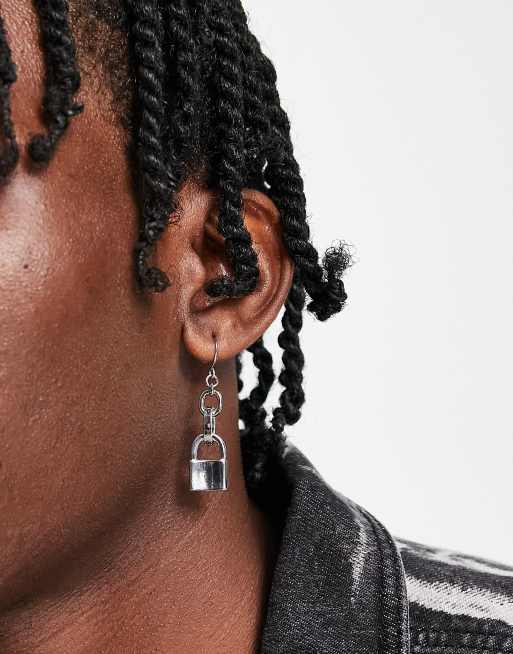 Pendientes plateados con diseño de candado de Faded Future