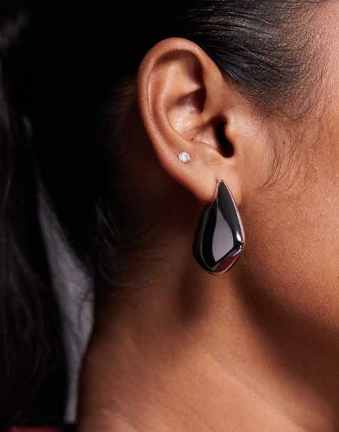 Pendientes plateados con diseño fundido en forma de lágrimas de acero inoxidable resistente al agua Koby de ALDO - view 1