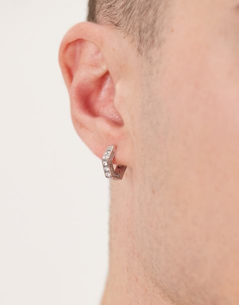 Pendientes plateados con diseño hexagonal y cristales engastados de ASOS DESIGN - view 1