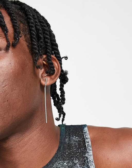 Pendientes plateados con diseño largo y de botón con cristal de Faded Future
