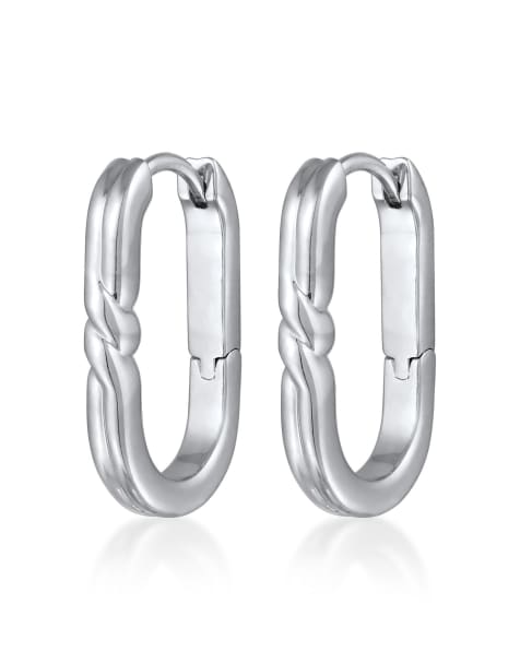 Pendientes plateados de estilo criollo ovalados sencillos para mujer de Elli - view 1