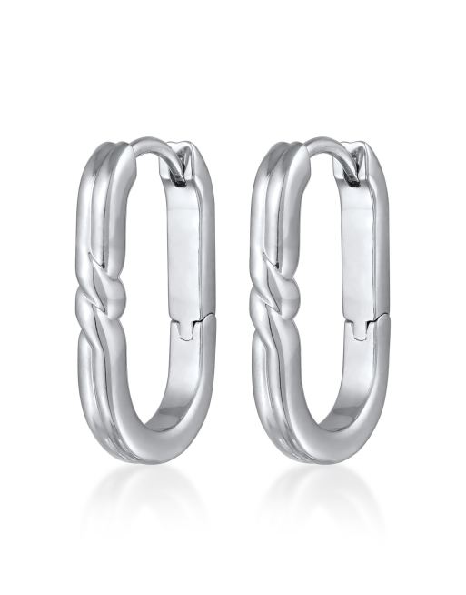 Pendientes plateados de estilo criollo ovalados sencillos para mujer de Elli