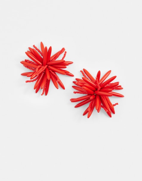 Pendientes rojos con diseño floral llamativo de ASOS DESIGN - view 1