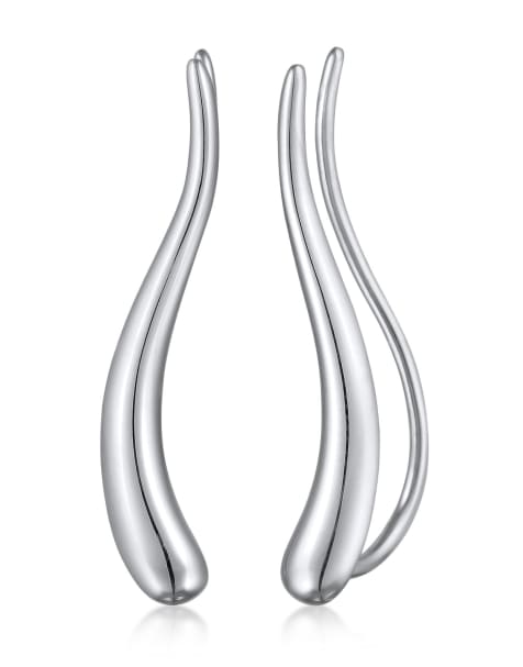 Pendientes trepadores plateados básicos con diseño curvado de plata de ley 925 de Elli - view 1