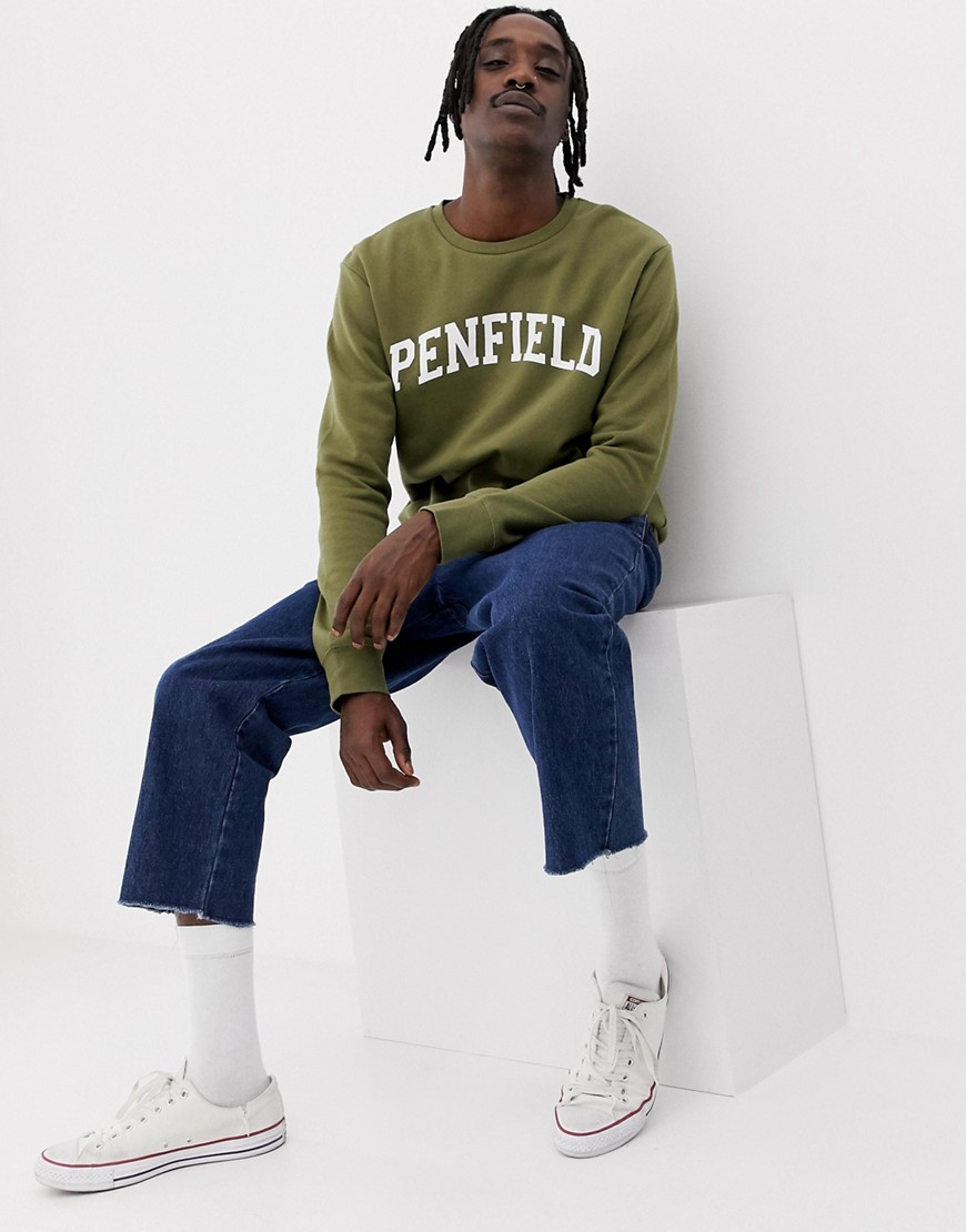 Penfield - Stowe - College-sweatshirt met logo en ronde hals in groen