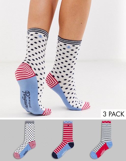 Penguin 3 Pack sock giftbox in striped and spot