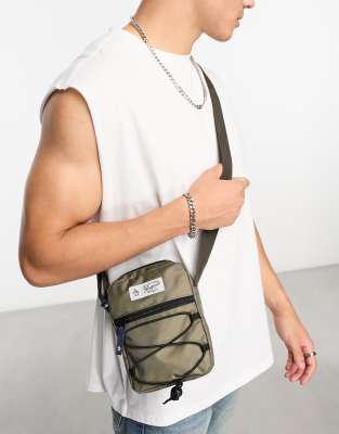 Penguin - Borsa a tracolla verde oliva con cordini elastici