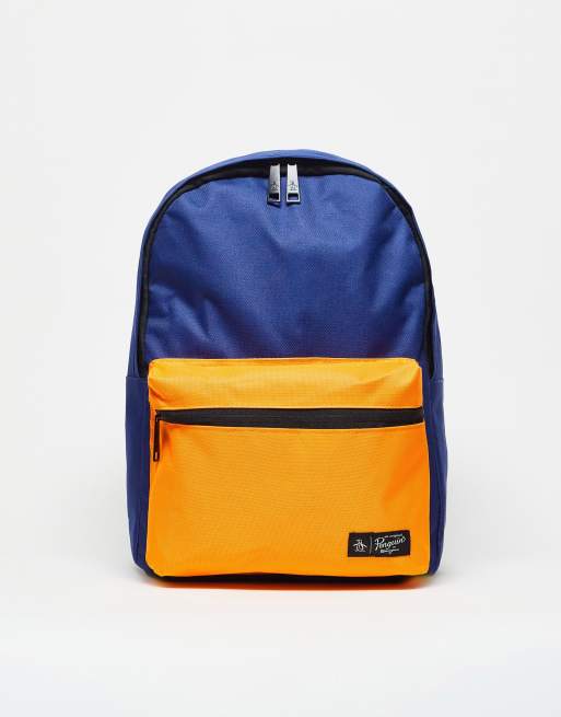 Penguin logo backpack in blue/orange