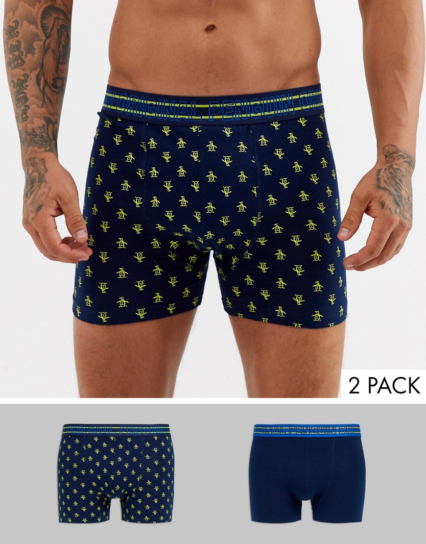 Penguin – Marinblå och limegröna underkläder för män i 2-pack-Flerfärgad