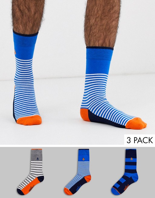 Penguin mens 3 pack socks in basic stripe
