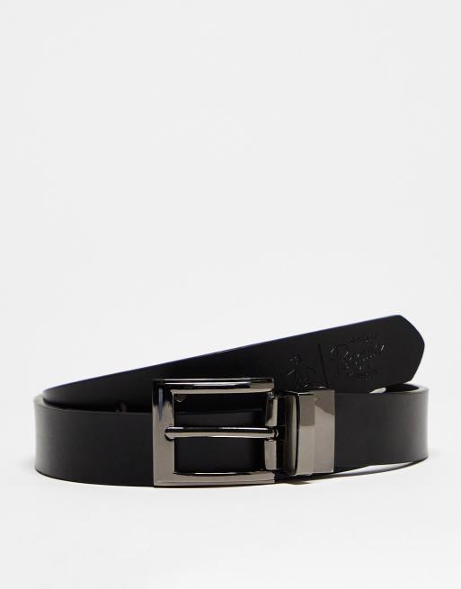 Penguin reversible leather belt in black tan ASOS