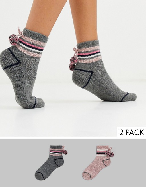 Penguin soft socks with pom pom in twist pink cream