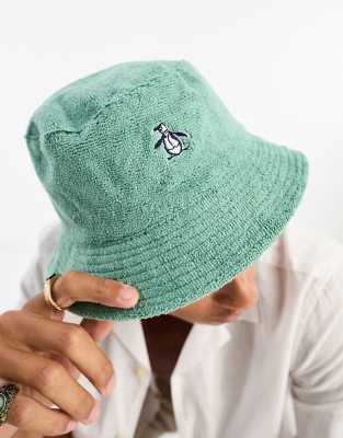 Penguin terry towelling bucket hat in aqua - ASOS Price Checker