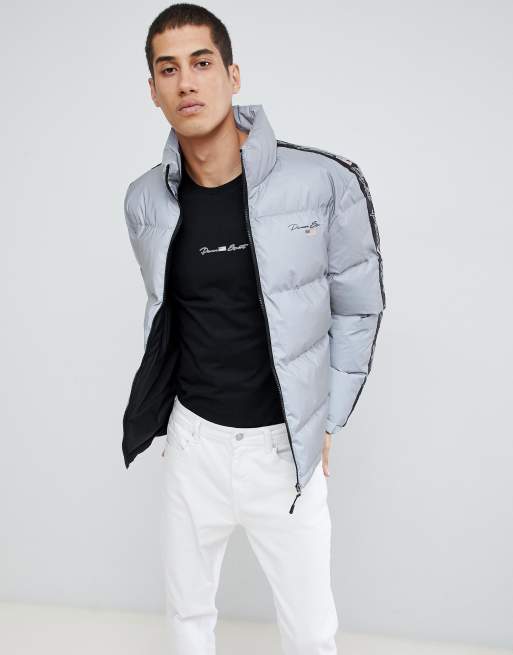 Penn Sport puffer jacket in reflective with logo side stripe ASOS