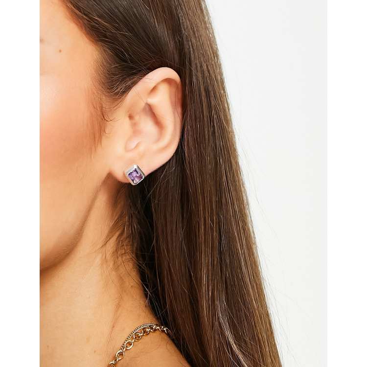 People Tree amethyst stud earrings in silver ASOS