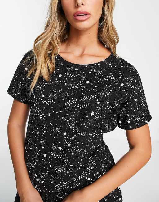 People Tree – Bawełniany T-shirt od piżamy w gwiazdy, część zestawu