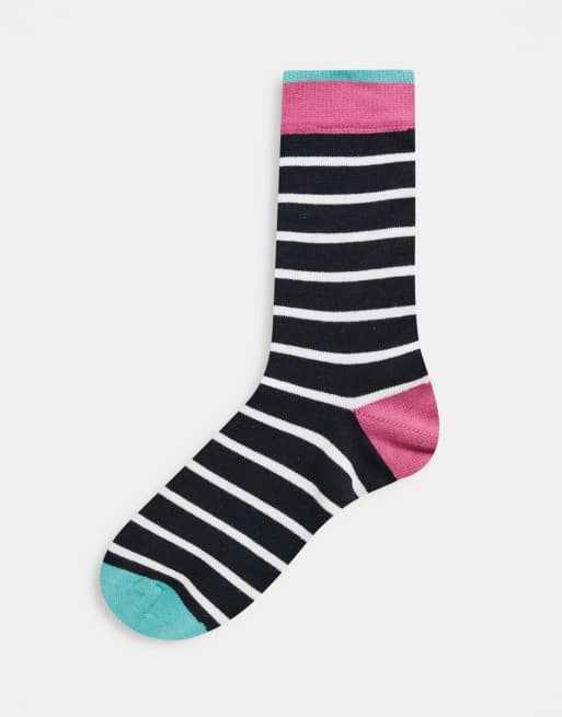 People Tree - Chaussettes en coton à rayures - BLACK