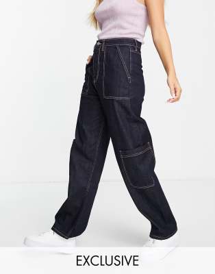 Rebellious Fashion jeans with contrast detail in blue