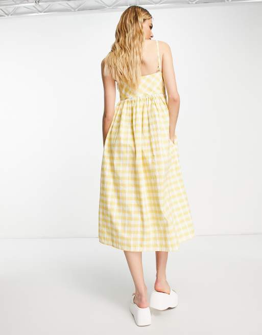 H&m yellow check on sale dress