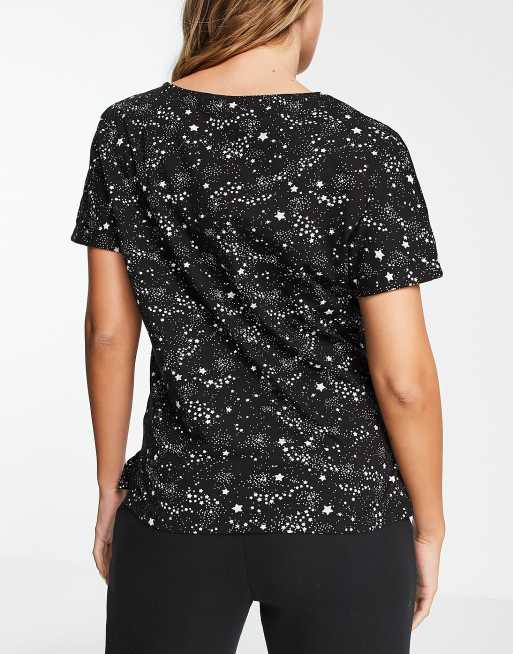 People Tree cotton pyjama t-shirt in starry night print co-ord, 2 of 4