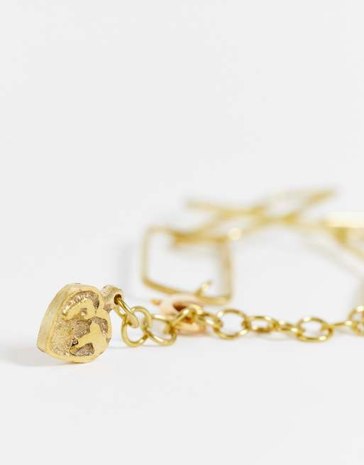 People Tree – Guldfärgat, handgjort armband av rektangulära länkar i mässing, 4 av 4