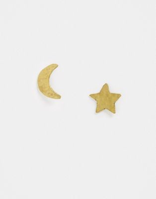 People Tree - Handgemaakte oorbellen met ster en maan-Goud