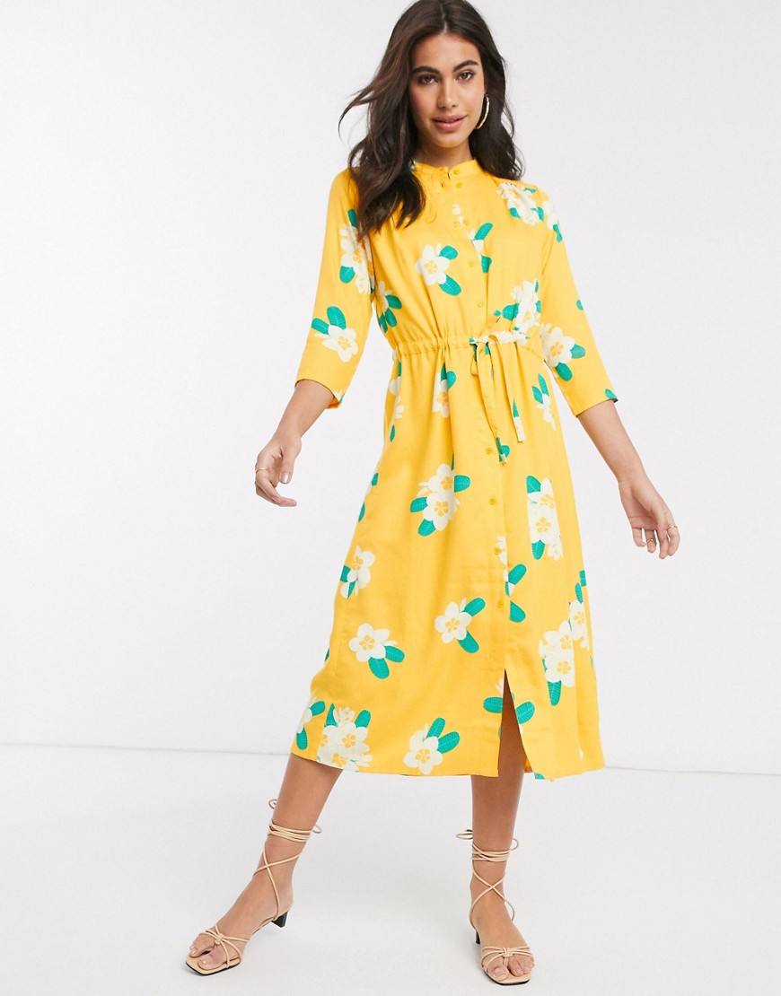 People Tree - Midi-jurk met bloemenprint-Geel
