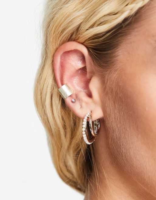 People Tree - Orecchino ear cuff color argento martellato a mano