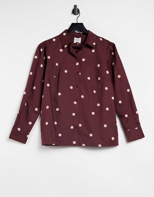 People Tree cotton button up shirt in spot print