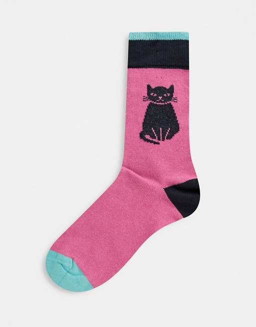 People Tree organic cotton socks with cat design