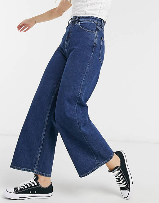 Women People Tree organic cotton wide leg cropped jeans 