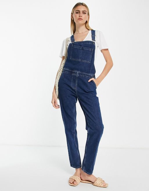 People Tree relaxed dungarees in mid wash cotton denim | ASOS