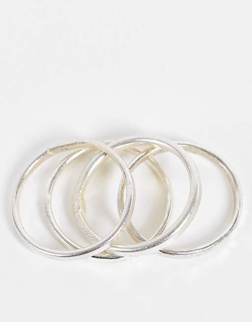 People Tree stackable rings in silver plated copper ASOS