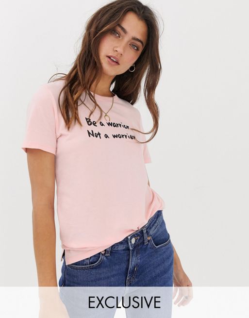 People Tree t-shirt with be a warrior slogan | ASOS
