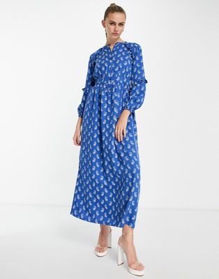 People Tree x v&a maxi shirt dress with full skirt in paisley print