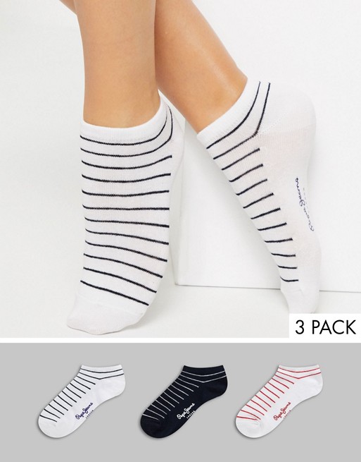 Pepe Anna 3 Pack Striped Trainer Socks
