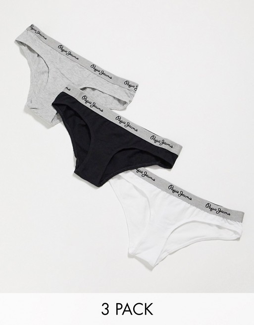 Pepe Jeans 3 pack briefs in black/grey/white