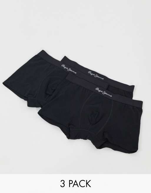 Pepe Jeans Men's Trunks, 3 Pack - Underwear, Cotton, Logo