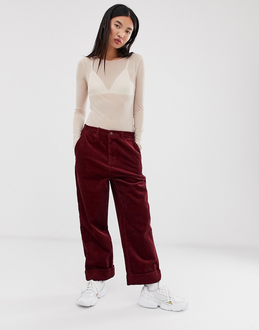 Pepe Jeans Carley straight cut corduroy trousers-Red