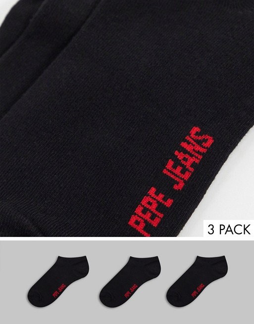 Pepe Jeans dan 3 pack trainer liners in black
