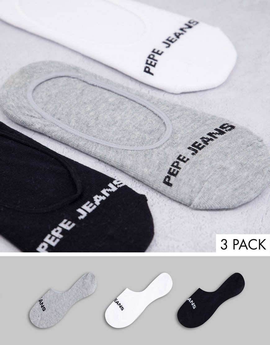 Pepe Jeans – Daria – 3er-Pack Sportsocken in Schwarz, Weiß, Grau