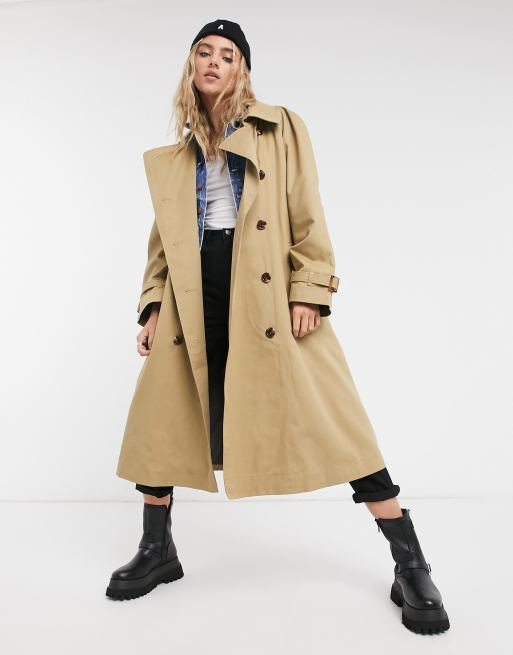Pepe Jeans – Freeda – Kamelfärgad trenchcoat i oversize-modell