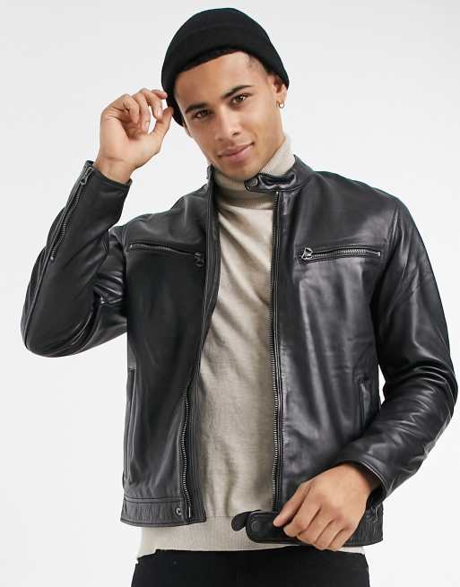 Pepe jeans store black leather jacket