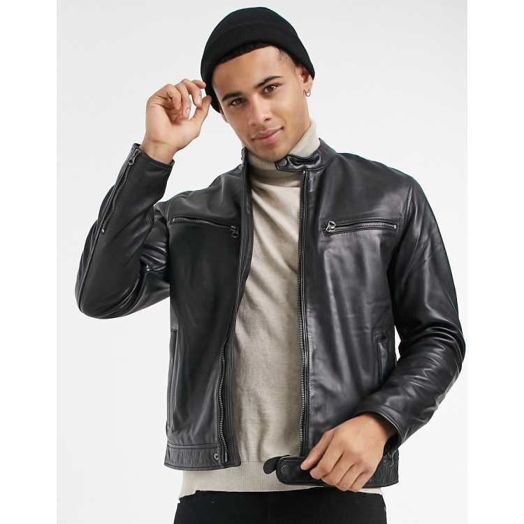 Pepe jeans best sale men's leather jacket