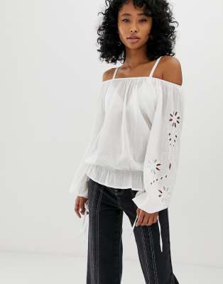 Pepe Jeans Jasmine off shoulder blouse-White