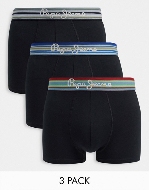 Pepe Jeans jivin 3 pack trunks with stripe waistband