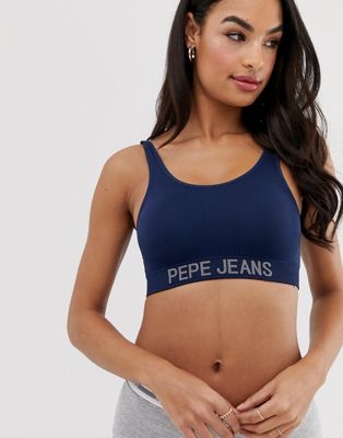 Pepe Jeans - Kiera - Naadloze crop bustier-Marineblauw