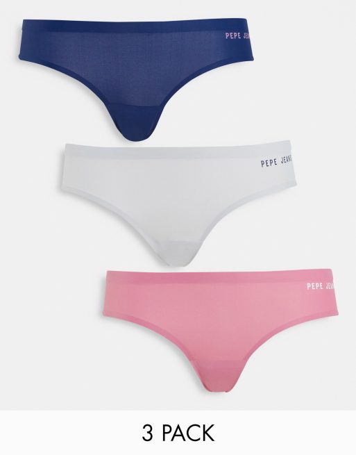 Pepe Jeans - Lucia - Confezione da tre paia di slip doppiati blu navy, grigio e mora slavato